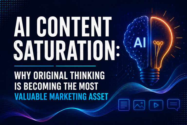 AI content saturation and original thinking in modern B2B marketing strategy concept