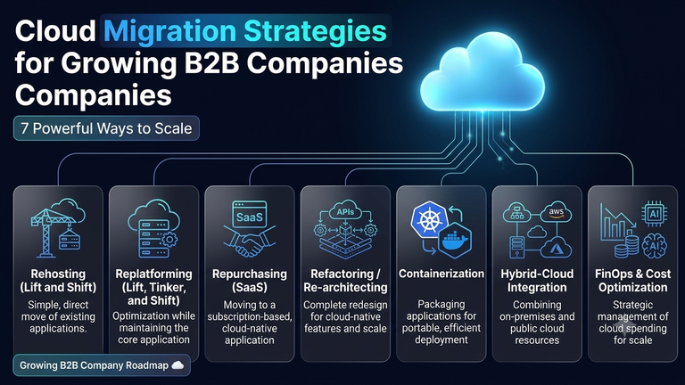 Cloud migration strategies for growing B2B companies using scalable and secure cloud infrastructure.